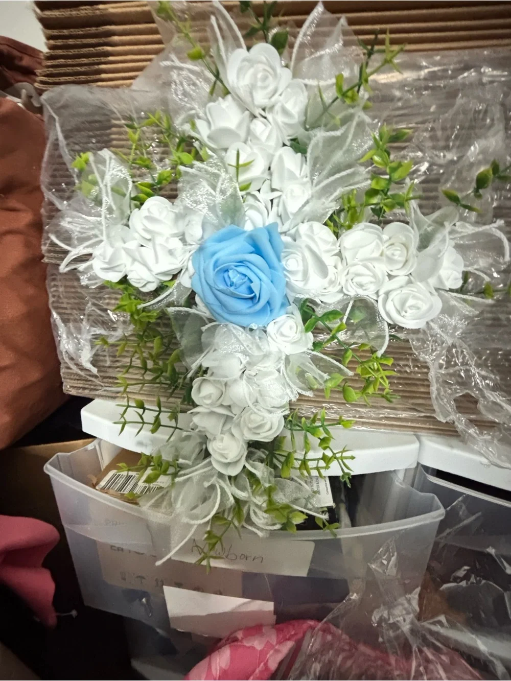 Elegant White and Blue Floral Cross Wall Accent - Home Accents
